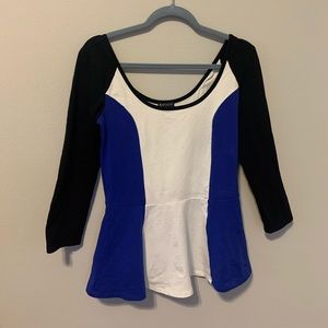 Express Color Block Peplum Top Size Medium